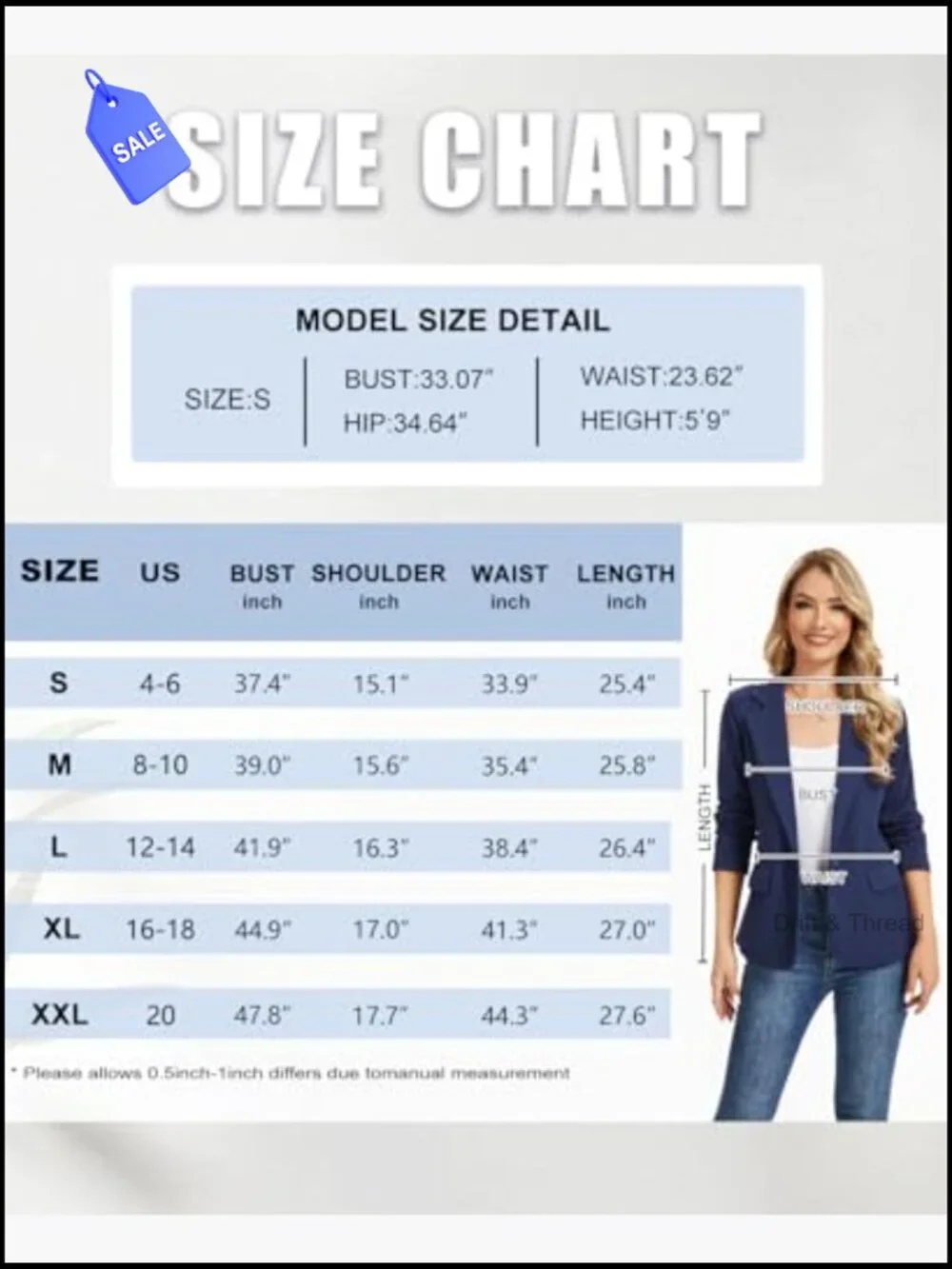 Long Sleeve Jersey Knit Blazer with Pockets, Notch Collar, Office Casual - Picture 7 of 7